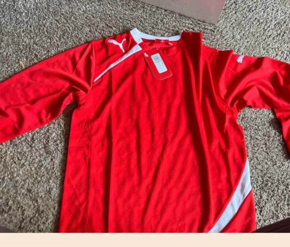 Puma Long Sleeve Football Soccer Jersey Red White